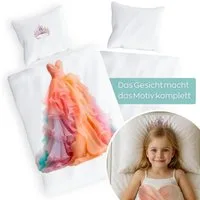 Carpe Sonno Kinderbettwäsche 135 x 200 Mädchen Prinzessin Kinder Bettwäsche Lila Rosa Baumwolle, Renforcé, 2 teilig, OEKO-TEX Bettbezug 135x200 mit Reißverschluss - Kleid