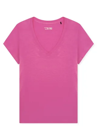 SCHIESSER - T-Shirt V-Ausschnitt fuchsia - Gr. - 36