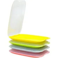 Engelland Frischhaltedose Aufschnittdosen, Aufschnittbox, PP-Kunststoff, BPA-frei, (Vorteils-Set, 4-tlg., mit transparentem Deckel), stapelbar, platzsparend, Ordnung im Kühlschrank, Organizer, Stapelbox