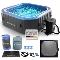 Juskys Whirlpool SpaLuxe, Aufblasbar, (1-tlg), 130 Sprudeldüsen, Inkl. Pumpe und Zubehör, LED-Beleuchtung