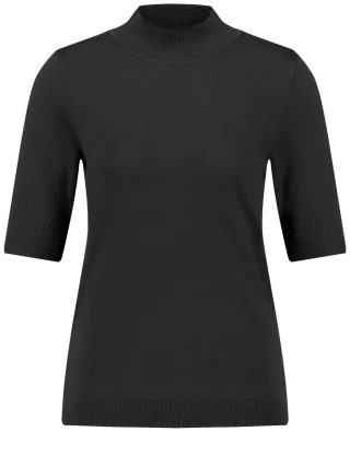 GERRY WEBER Edition - Kurzarmpullover mit Turtleneck schwarz - Gr. - 38