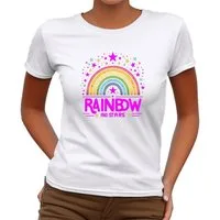 Banco T-Shirt Damen Kurzarm Rainbow Print Unifarben hochwertiger Print
