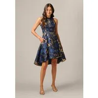 Adrianna Papell Abendkleid Ruffle Jacquard Dress Edler, metallischer Jacquard, Fit-and-Flare-Schnitt
