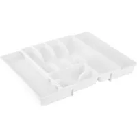 Engelland Besteckkasten Ausziehbarer Besteckeinsatz für Schubladen 30-50 cm (Vorteils-Set, 1 St., 29 - 51 x 38 x 5 cm, variabel ausziehbar, für alle Schubladen), 8 Fächer, robust, Kunststoff, Besteckkorb, Besteckhalter, Organizer