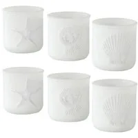 BOLTZE Windlicht 6tlg. Windlicht WHITE OCEAN weiß Seestern Muschel maritime Deko (2x 3