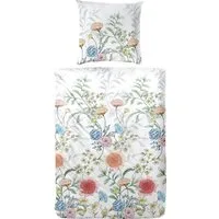 Primera Bettwäsche Mako-Satin-Bettwäsche Gartenparty, Mako-Satin, 2 teilig, mit übereinanderliegenden floralen Mustern