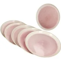 MamboCat Speiseteller 6x Reactive Glaze Paris Speiseteller 6 Personen Creme Pink Essteller