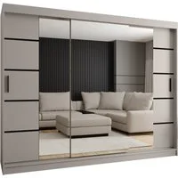 ABIKS MÖBEL Schwebetürenschrank RUBINO V 250 Schlafzimmerschrank mit Schiebetüren Kleiderstange Regale