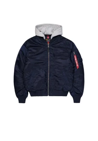 MA-1 Zip Hood Back Embroidery Bomber Jacket