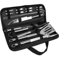 VERCO Grillbesteck-Set BBQ Besteck für Grillfeier inkl. Tragetasche, (19 tlg), Geschenk Set Grill Zange Fleisch Gabel Steak Messer in Edelstahl
