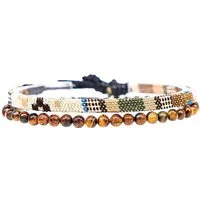 Made by Nami Armband Set 2x Surfer Armband Herren & Damen Tigerauge Perlenarmband Boho Armband (2), Festival Schmuck Hippie Herren Armband Sommer