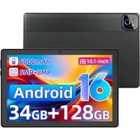 Happybe 10,1'' Octa-Core, 6000 mAh, HD 1280x800, 34GB/36GB RAM, 128GB/256GB Tablet (10.1", 128 GB, Android, Android 16, Gemini KI-Assistent, Widevine L1)
