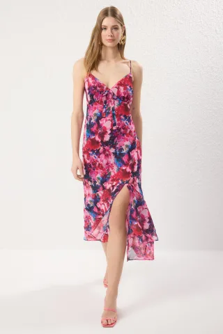Damen-Maxikleid mit Blumenmuster, locker fallend, für Tag und Nacht