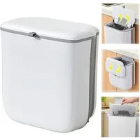 HEYHIPPO Biomülleimer Küchenkompostbehälter, faltbarer hängender Badezimmer-Mülleimer Weiß, 9 Liter Schiebedeckel,28x16,5x29,5cm (L x B x H), Camping-Mülleimer