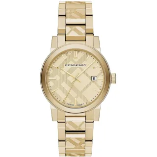 Burberry BU9038 Die Stadt graviert überprüft Gold Unisex-Uhr