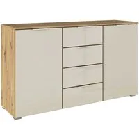 OTTO home Kombikommode Sideboard Kombikommode Schubladenkommode AGORDO mit Glasfront (in zwei Griff-Farben, Breite 120 cm), vier große Schubladen, mit insgesamt 4 Einlegeböden MADE IN GERMANY
