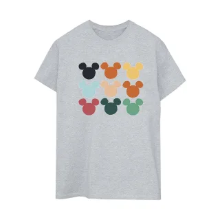 Disney Damen/Damen Micky Maus Köpfe Quadrat Baumwolle Boyfriend T-Shirt (Sport Grau)