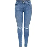 ONLY Skinny-fit-Jeans ONLPOWER MID SK PUSHUP KNEE CUT DNM mit Destroyed Detail