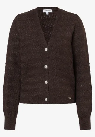 MORE & MORE - Cardigan mit Schmuckknopf braun - Gr. - 36