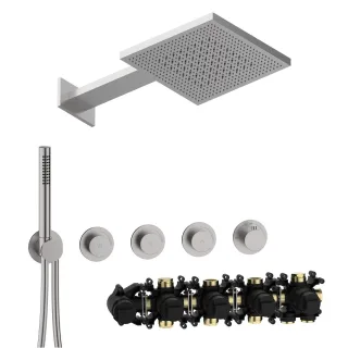 Herzbach MODUL7 PUSH-Thermostat-Set P-TF2 TWIN FLOW Edelstahl, 70.703723.1.09 70.703723.1.09