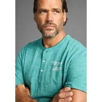 Man's World Henleyshirt mit Stehkragen-Optik und funktionaler Knopfleiste