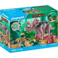 Playmobil® Triceratops mit Jungtier (71821), Playmobil Dinos Konstruktions-Spielset, (29 St)