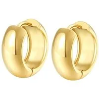 Hey Happiness Klappcreolen Edelstahl Ohrringe Damen 18K vergoldet massiv, Creolen Gold rund dick, wasserfest
