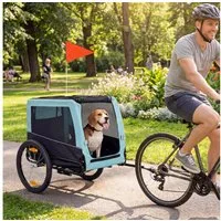 PawHut Fahrradhundeanhänger Faltbarer Hundeanhänger mit Sicherheitsreflektoren, Leine, für Mittelgroße Hunde bis 20 kg, Hellblau
