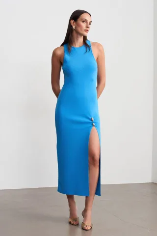 Ärmelloses Rippstrick-Midi-Dress mit enganliegender Passform