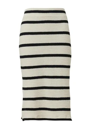 s.Oliver Red Label - Midirock aus Strickjersey mit Streifenmuster weiß - Gr. - 44