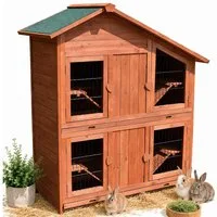 Mucola Kleintierstall 4 Boxen Hasenstall Aufzucht Holz Kaninchen Kleintierstall Hasenkäfig, 4 Rampen