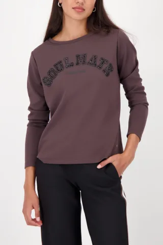 monari - Langarmshirt mit Strassakzenten brownie - Gr. - 44