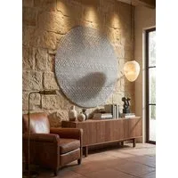 KADIMA DESIGN Teppich LANGAU Flachgewebe Ethno Streifen Boho Wohnzimmer Pflegeleicht, Rund, Höhe: 7 mm, Silber, 80x80 cm, Saugroboter OEKO-TEX Fußbodenheizung Strapazierfähig