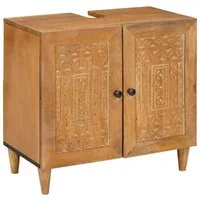 vidaXL Badezimmer-Set Badezimmerschrank Wandmontiert Hellbraun 62 x 33 x 58 cm, (1-St)