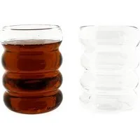 Almina Gläser-Set 350 ml Wave-Style Kaffeegläser Getränkebecher transparent, 8-tlg.