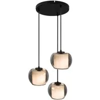 OTTO home Pendelleuchte Tanissa mit Doppelschirm, ohne Leuchtmittel, Pendellampe, 3er Rondell, Rauchglas, Stoffschirm, E27, Glasschirm