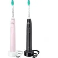 Sonicare 3100 Series HX3675/15, Elektrische Zahnbürste schwarz/rosa, 2x Elektrische Schallzahnbürsten - Schwarz/Rosa