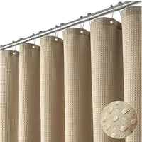 Minicloss Duschvorhang Duschvorhang aus Waffelstoff, wasserabweisend, waschbar & extra dick Breite 180 cm (1-tlg), strukturierter Stoffvorhang für Badezimmer