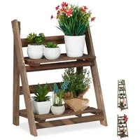 relaxdays Blumenständer Blumentreppe Holz dunkelbraun, M