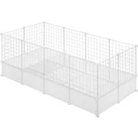 EUGAD Freigehege, Meerschweinchen Käfig, Kaninchen Gehege, Weiß 142x71x53cm