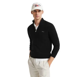 Gant - Pullover für Herren, mit halbem Reißverschluss, Piqué (Schwarz)
