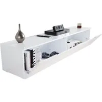 SONNI TV-Schrank Ein weißer, hängender TV-Schrank mit LED-Lichteffekten.160/180x35x30cm