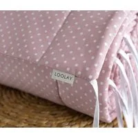 Loolay Bettnestchen Mini Punkte ROSA Bio-Baumwolle Atmungsaktives Babybett BETTUMRANDUNG, (Mädchen Babyausstattung Erstausstattung für Kinderbett 140x70 o. 120x60 cm, Umrandung Kopfschutz Bett Schutz Bettschlange 420, 360, 210, 180x30cm), Babyshower 