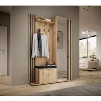 MOEBLO Kompaktgarderobe JOHN (Dielenschrank Wandschrank Regal Diele & Flur Kleiderschrank Schuhschrank, mit Spiegel Flurgarderobe Schrank Kompaktgarderobe), (BxHxT): 135x197x34cm