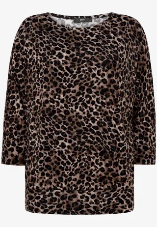 zero - Leo-Shirt mit 3/4 Arm beige/black - Gr. - 34