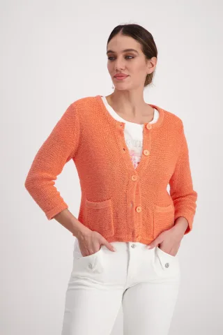monari - Strickjacke mit Taschen apricot - Gr. - 46