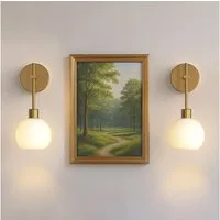 LOHAS-LED Wandleuchte 2er Set kabellose Akku-Wandleuchte mit milchweißer Glaskugel, LED wechselbar, Warmweiß bis Kaltweiß inklusive RGB-Farbwechsel, RGBCW Wandlampe mit Fernbedienung & USB-C