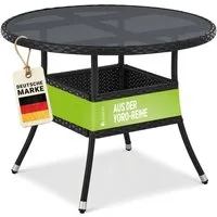 Juskys Gartentisch Yoro, rund, aus Polyrattan, wetterfest & langlebig, pflegeleicht