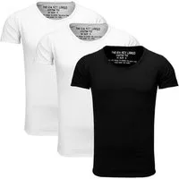 Key Largo T-Shirt Bread vintage Look uni Basic T00621 (3er-Pack, 3-tlg., 3er-Pack) Rundhalsauschnitt unifarben kurzarm slim fit