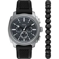 Fossil Chronograph Machine FS6145SET, (Set, 2-tlg., Uhr mit Armband), Quarzuhr, Armbanduhr, Herrenuhr, Silikonarmband